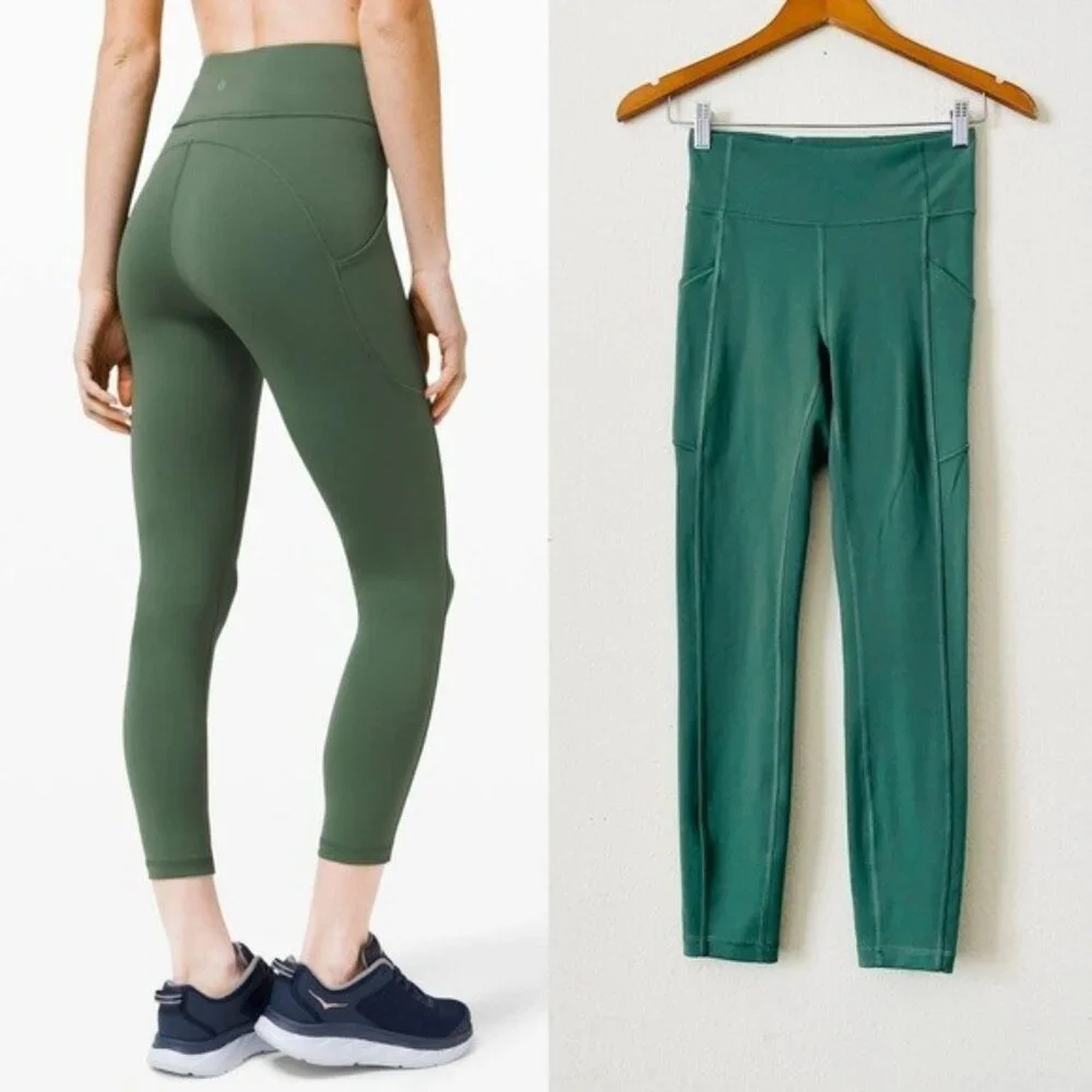 Lululemon SIZE 4 Invigorate High Rise Pocketed 25” leggings in Algae Green